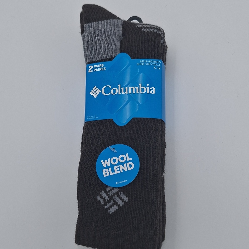 Columbia Men's Wool Blend Crew Socks - Dark Brown and Gray
